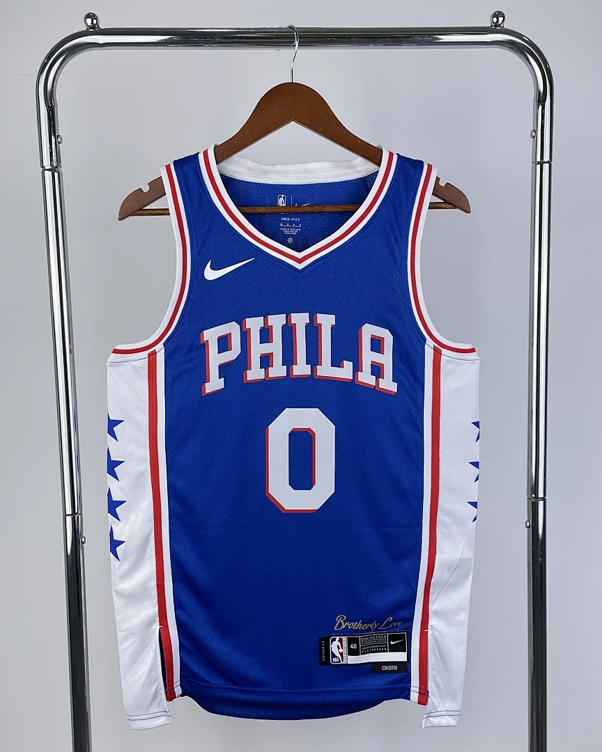 Camisola NBA Philadelphia 76ers Tyrese Maxey #0 Azul 2023