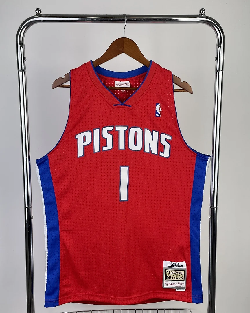 Camisola NBA Detroit Pistons Allen Iverson #1 Retro Mitchell & Ness 08/09 Vermelha