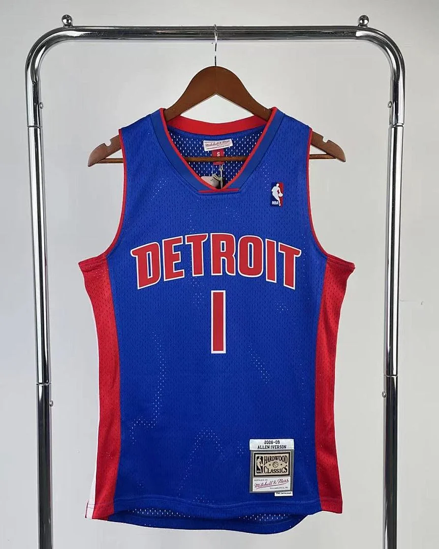 Camisola NBA Detroit Pistons Allen Iverson #1 Retro Mitchell & Ness 08/09 Azul