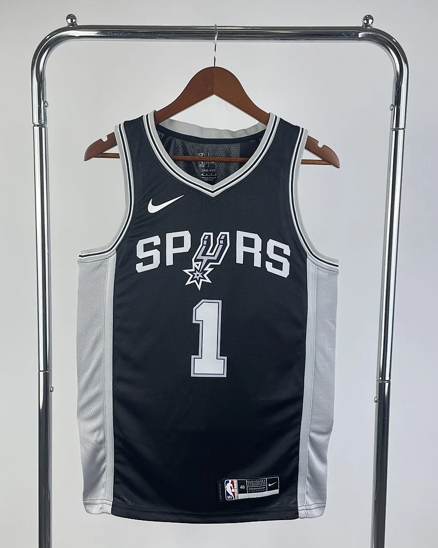 Camisola NBA San Antonio Spurs Victor Wembanyama #1 Preta