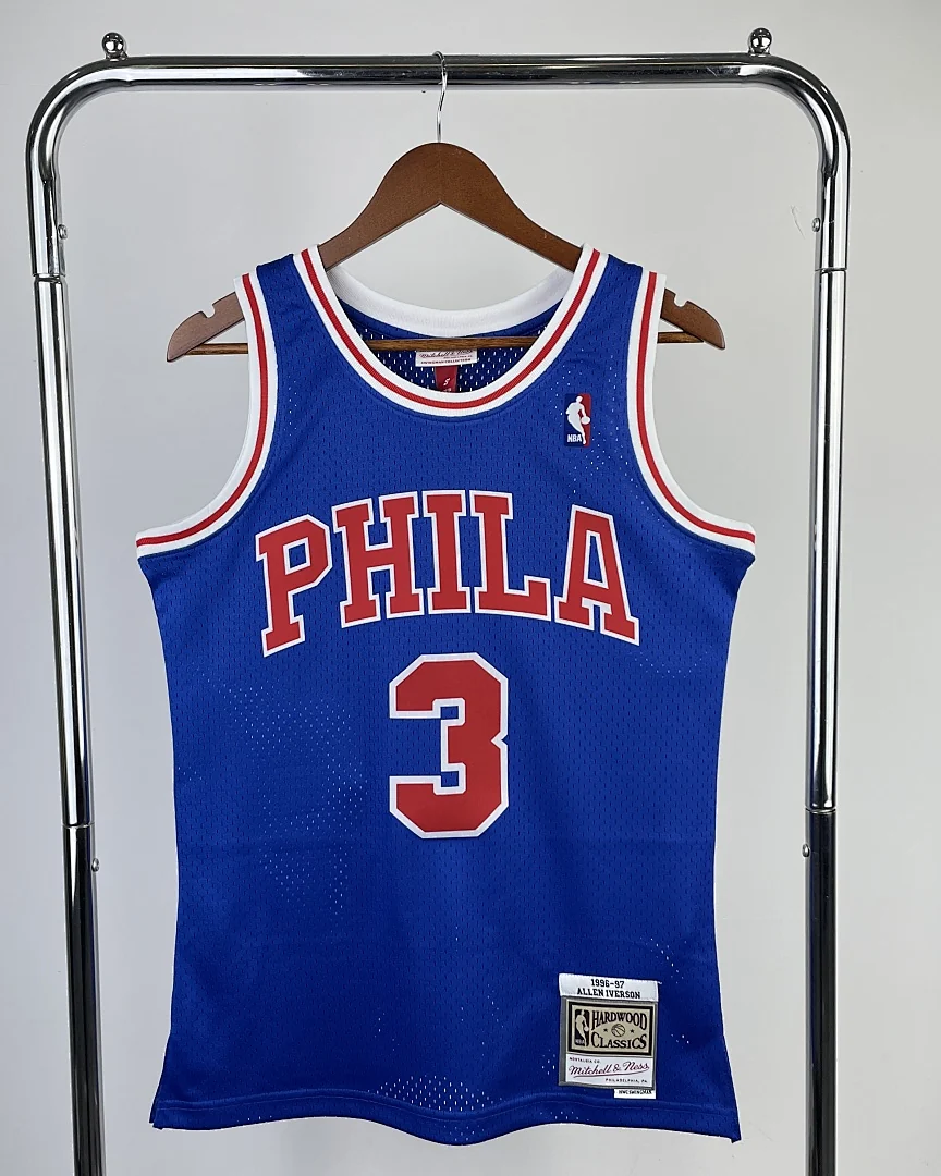 Camisola NBA Philadelphia 76ers Allen Iverson #3 Retro Mitchell & Ness 1996/97 Azul