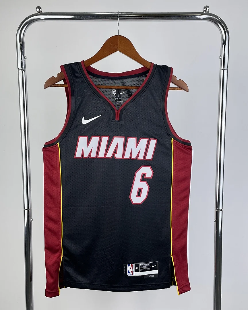 Camisola NBA Miami Heat LeBron James #6 Preta 2023