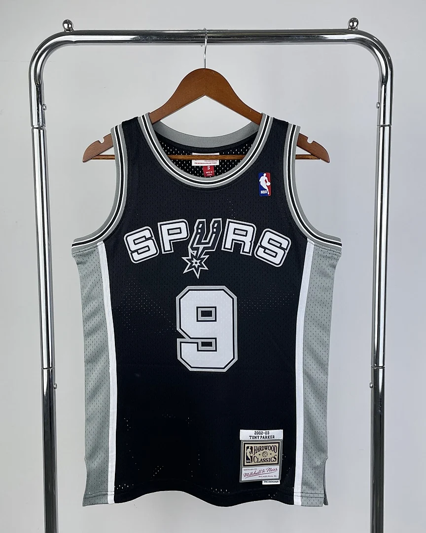 Camisola NBA San Antonio Spurs Tony Parker #9 Retro Mitchell & Ness 2002/03 Preta
