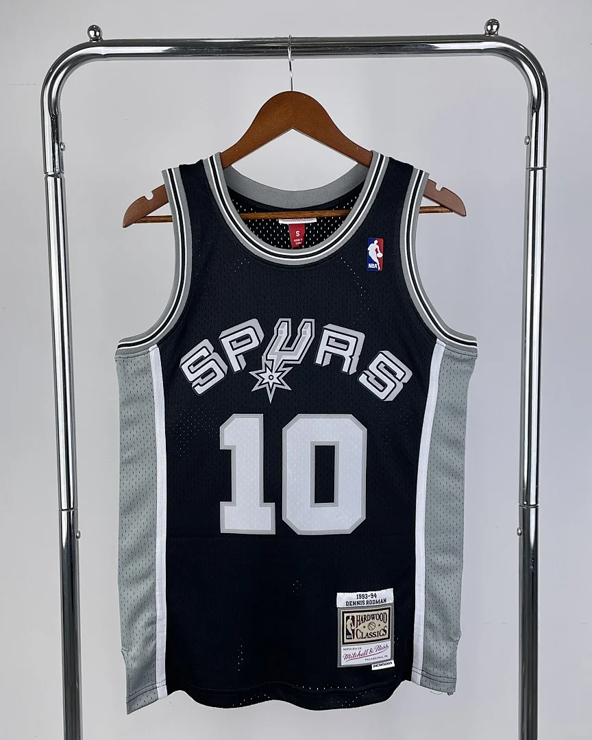 Camisola NBA San Antonio Spurs Dennis Rodman #10 Retro Mitchell & Ness 1993/94 Preta