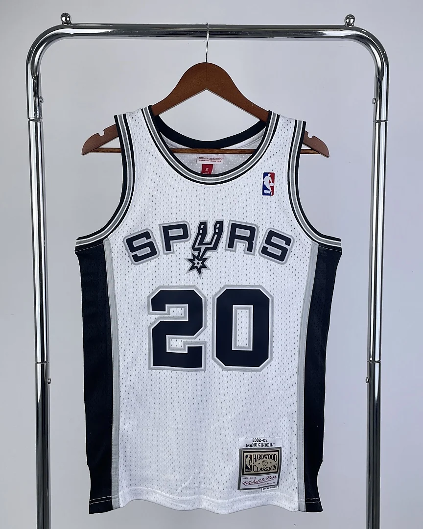 Camisola NBA San Antonio Spurs Manu Ginobili #20 Retro Mitchell & Ness 2002/03 Branca