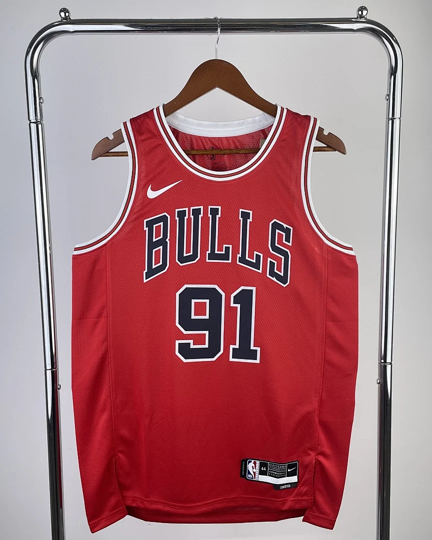 Camisola NBA Chicago Bulls Dennis Rodman #91 Vermelha 2023