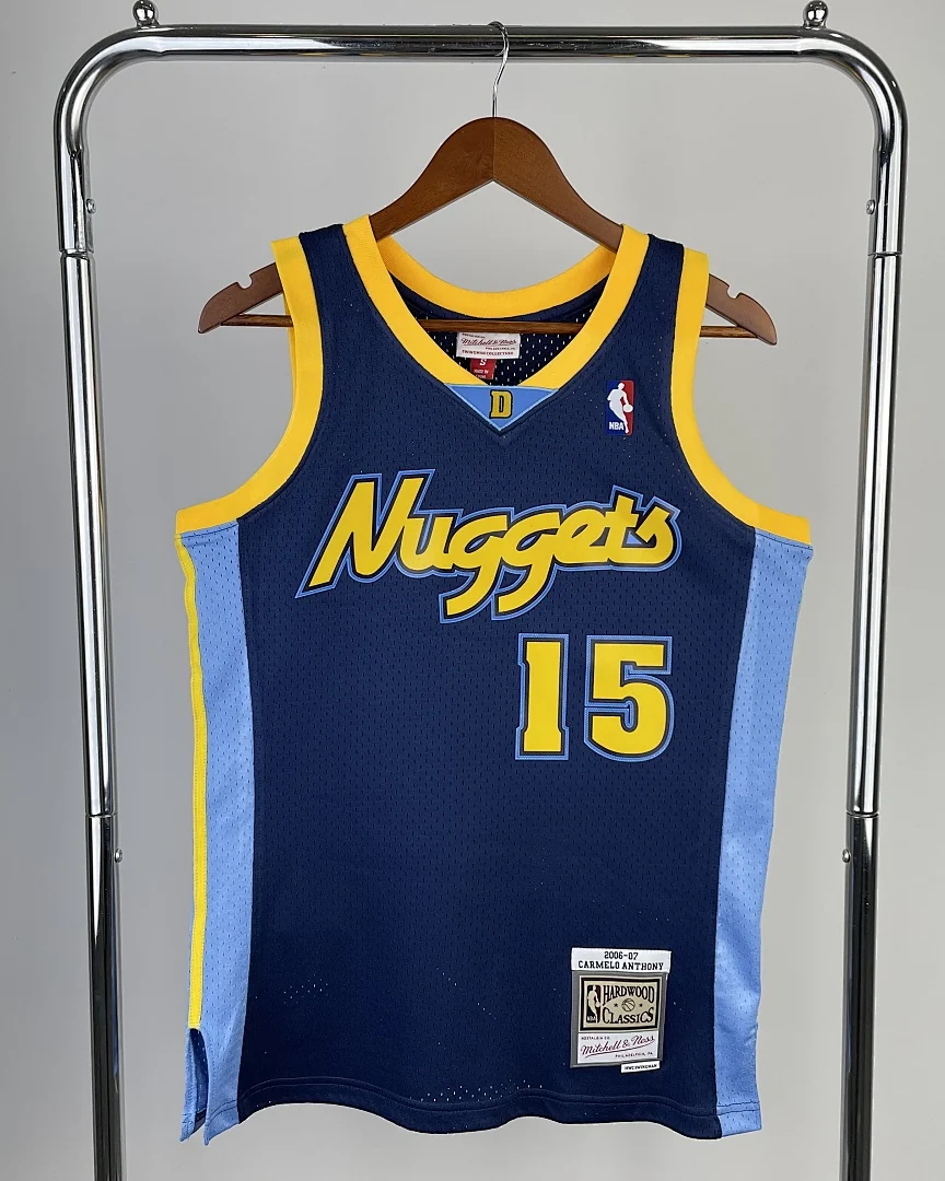 Camisola NBA Denver Nuggets Carmelo Anthony #15 Retro Mitchell & Ness 06/07 Azul-Marinho