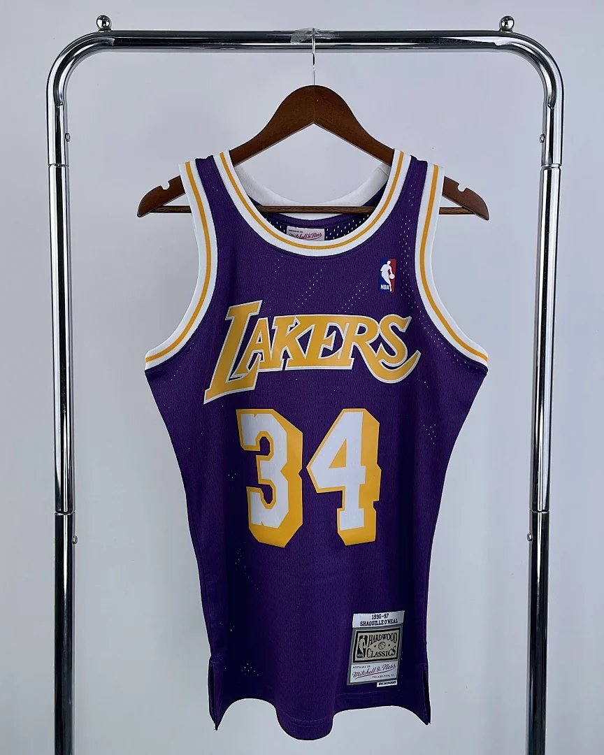 Camisola NBA Los Angeles Lakers Shaquille O'Neal #34 Retro Mitchell & Ness 1996/97 Roxa