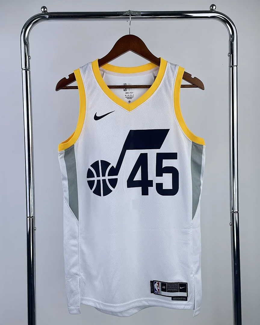 Camisola NBA Utah Jazz Donovan Mitchell #45 Branca 2023