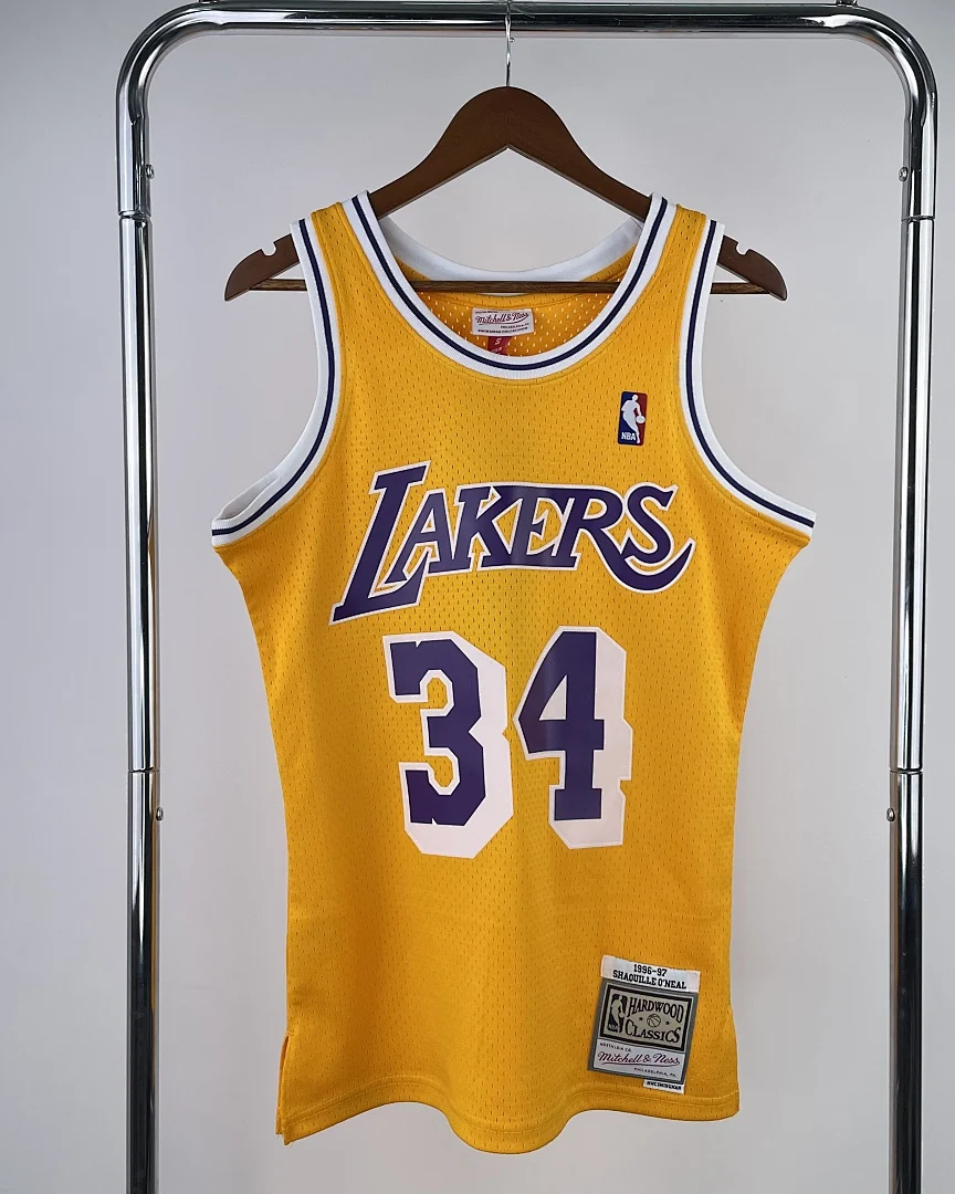 Camisola NBA Los Angeles Lakers Shaquille O'Neal #34 Retro Mitchell & Ness 1996/97 Amarela