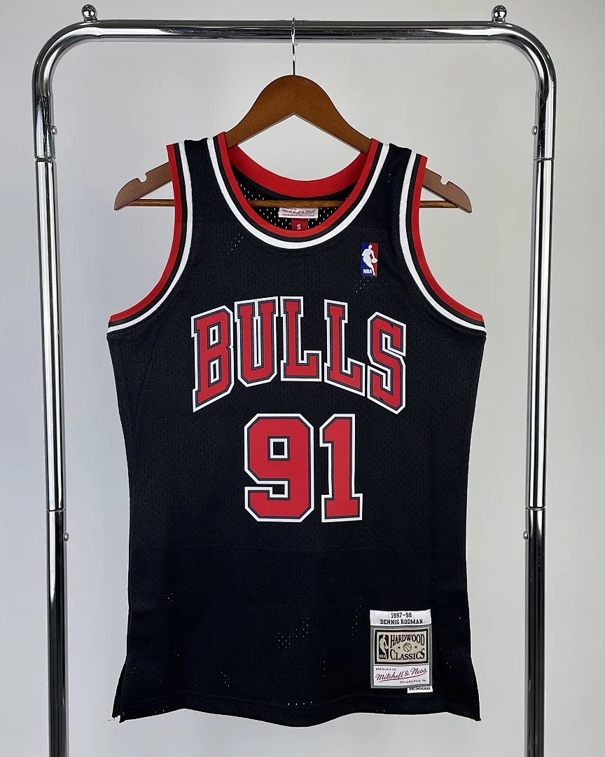 Camisola NBA Chicago Bulls Dennis Rodman #91 Retro Mitchell & Ness 1998 Preta