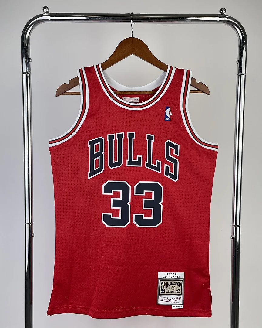 Camisola NBA Chicago Bulls Scottie Pippen #33 Retro Mitchell & Ness 1998 Vermelha