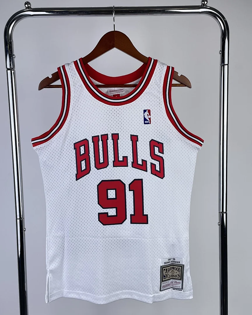 Camisola NBA Chicago Bulls Dennis Rodman #91 Retro Mitchell & Ness 1998 Branca