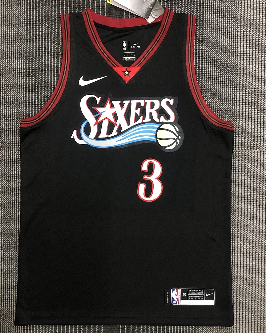 Camisola NBA Philadelphia 76ers Allen Iverson #3 Retro Edição Especial Preta