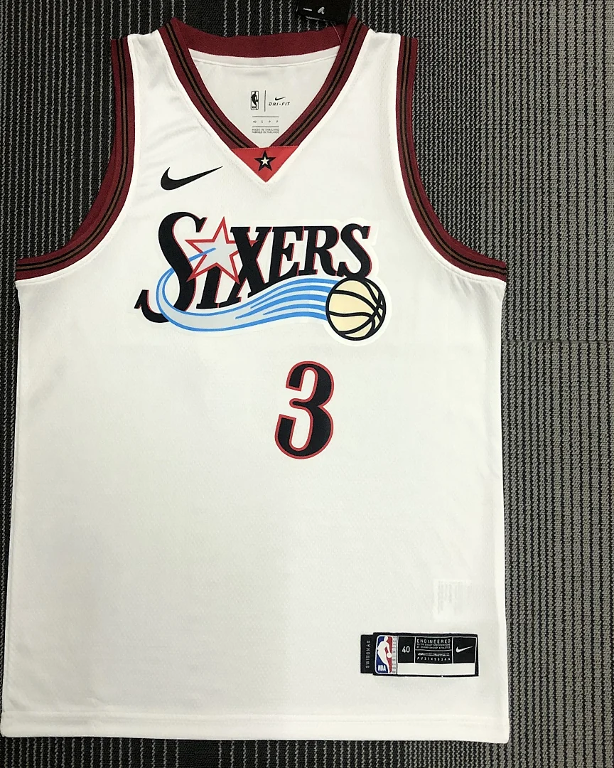 Camisola NBA Philadelphia 76ers Allen Iverson #3 Retro Edição Especial Branca