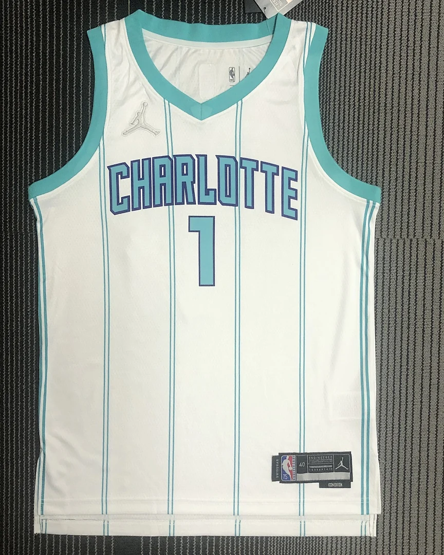 Camisola NBA Charlotte Hornets LaMelo Ball #1 75.º Aniversário Branca