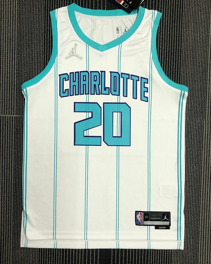 Camisola NBA Charlotte Hornets Gordon Hayward #20 75.º Aniversário Branca
