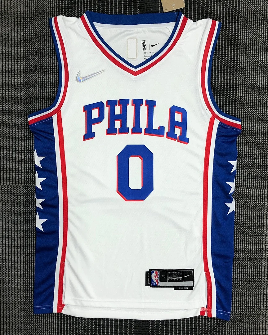 Camisola NBA Philadelphia 76ers Tyrese Maxey #0 75.º Aniversário Branca