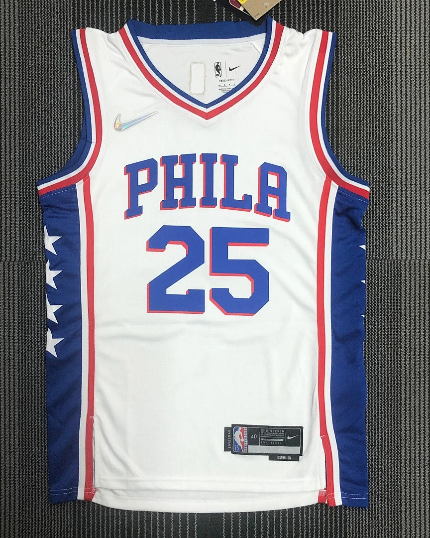 Camisola NBA Philadelphia 76ers Ben Simmons #25 75.º Aniversário Branca