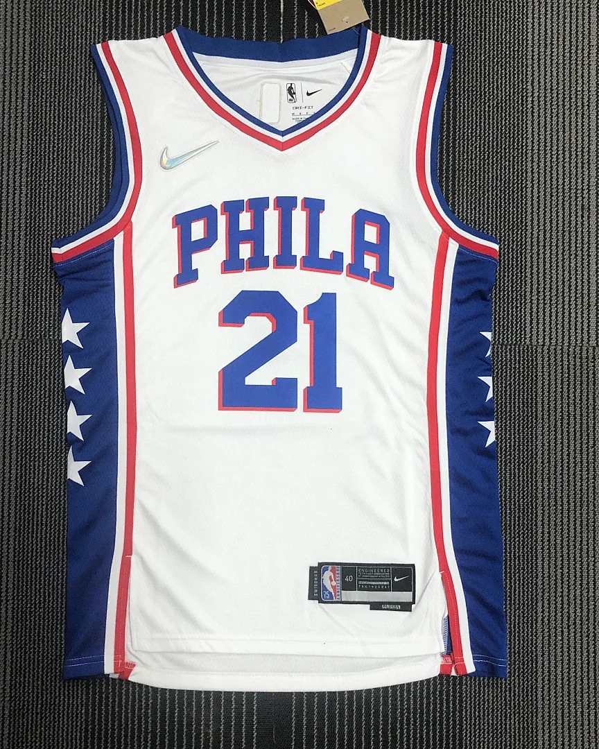 Camisola NBA Philadelphia 76ers Joel Embiid #21 75.º Aniversário Branca