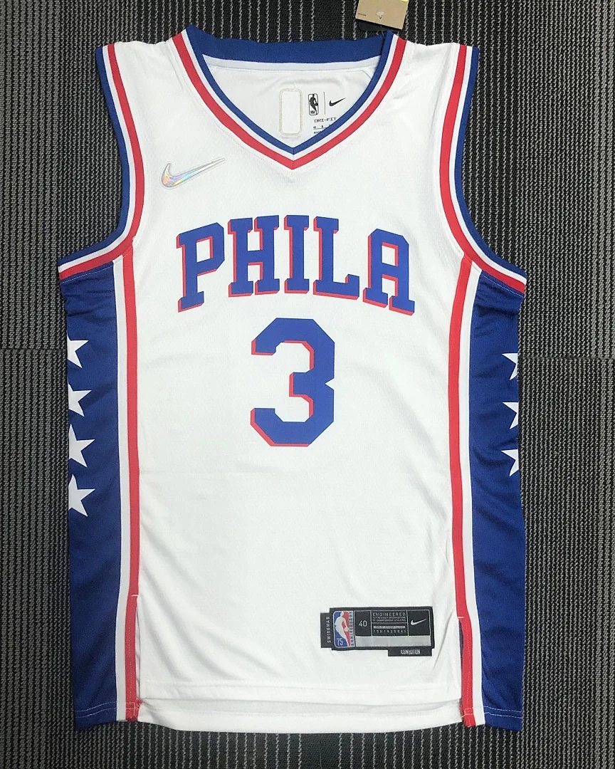 Camisola NBA Philadelphia 76ers Allen Iverson #3 75.º Aniversário Branca