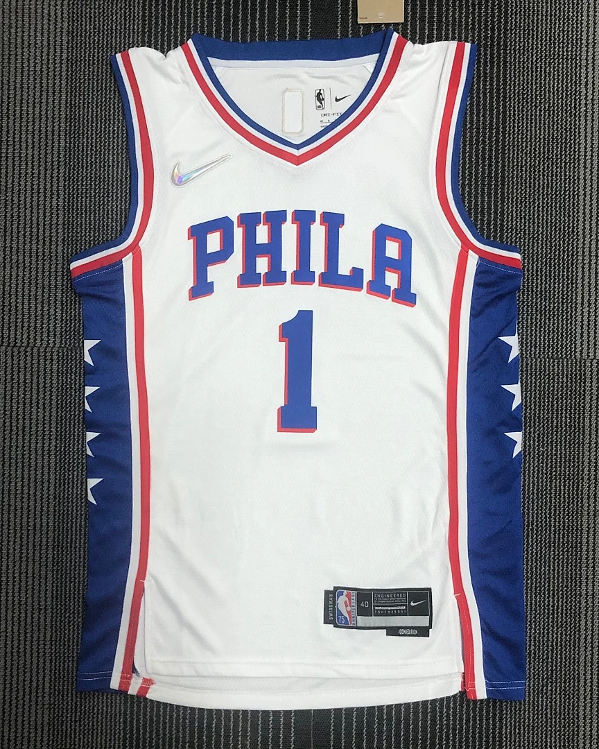 Camisola NBA Philadelphia 76ers James Harden #1 75.º Aniversário Branca