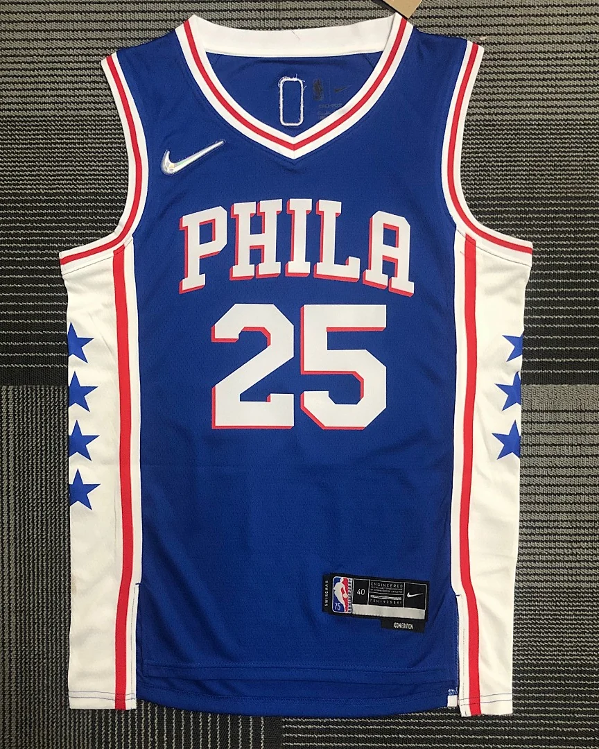 Camisola NBA Philadelphia 76ers Ben Simmons #25 75.º Aniversário Azul