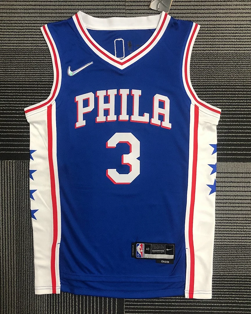 Camisola NBA Philadelphia 76ers Allen Iverson #3 75.º Aniversário Azul