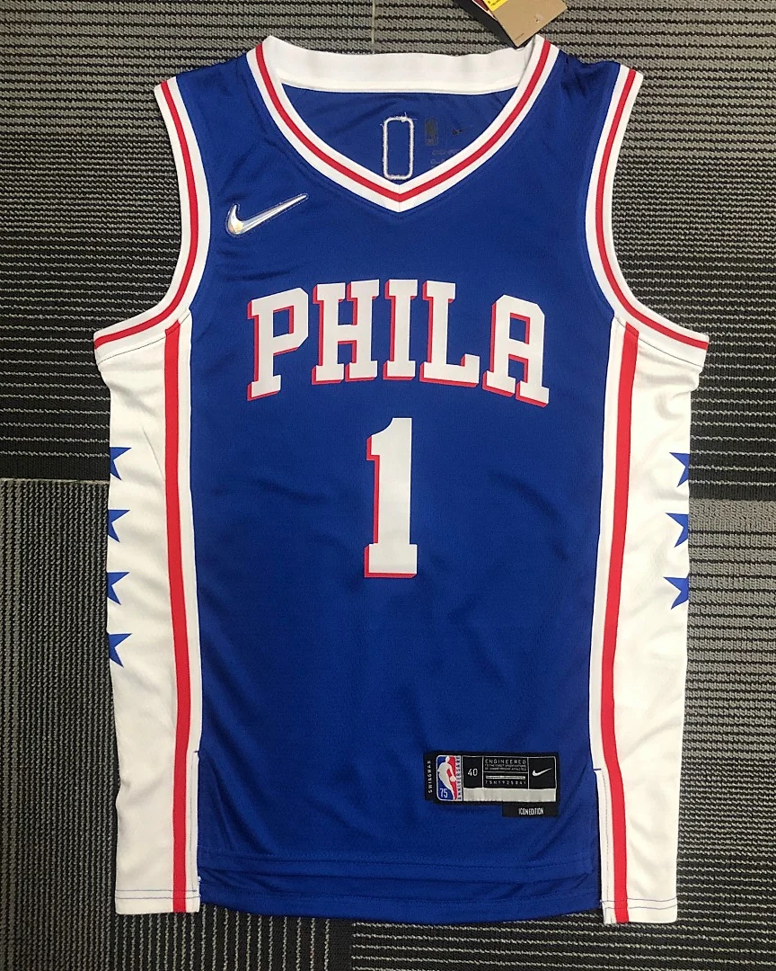 Camisola NBA Philadelphia 76ers James Harden #1 75.º Aniversário Azul
