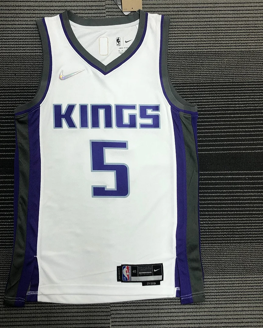 Camisola NBA Sacramento Kings De'Aaron Fox #5 75.º Aniversário Branca