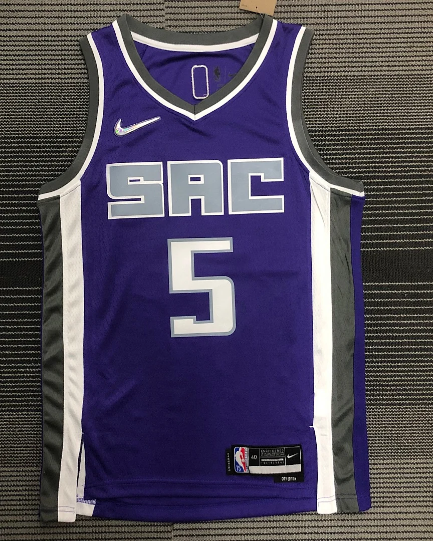 Camisola NBA Sacramento Kings De'Aaron Fox #5 75.º Aniversário Roxa