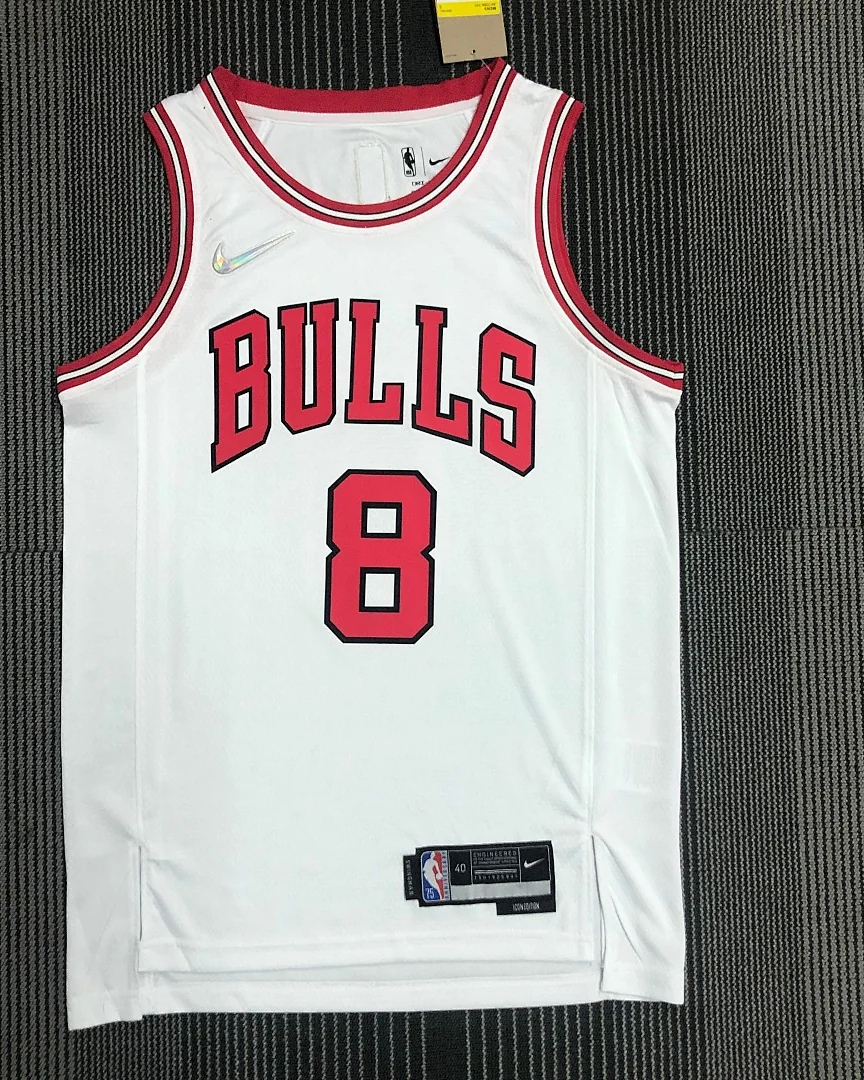 Camisola NBA Chicago Bulls Zach LaVine #8 75.º Aniversário Branca