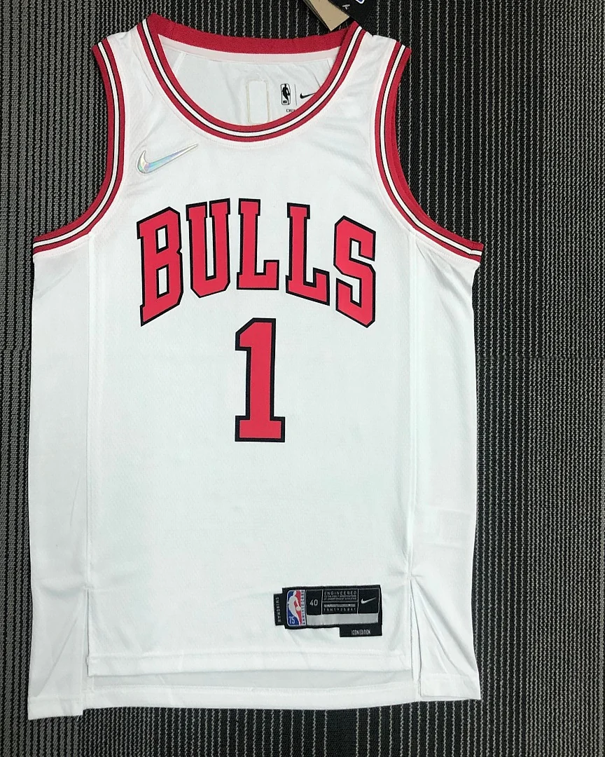 Camisola NBA Chicago Bulls Derrick Rose #1 75.º Aniversário Branca