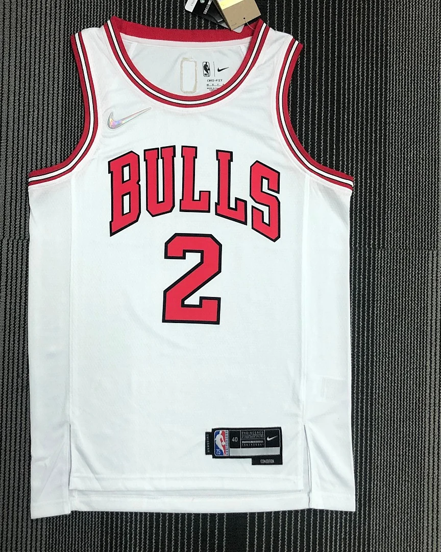 Camisola NBA Chicago Bulls Lonzo Ball #2 75.º Aniversário Branca