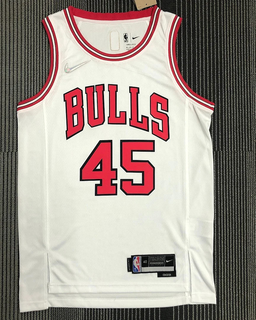 Camisola NBA Chicago Bulls Michael Jordan #45 75.º Aniversário Branca