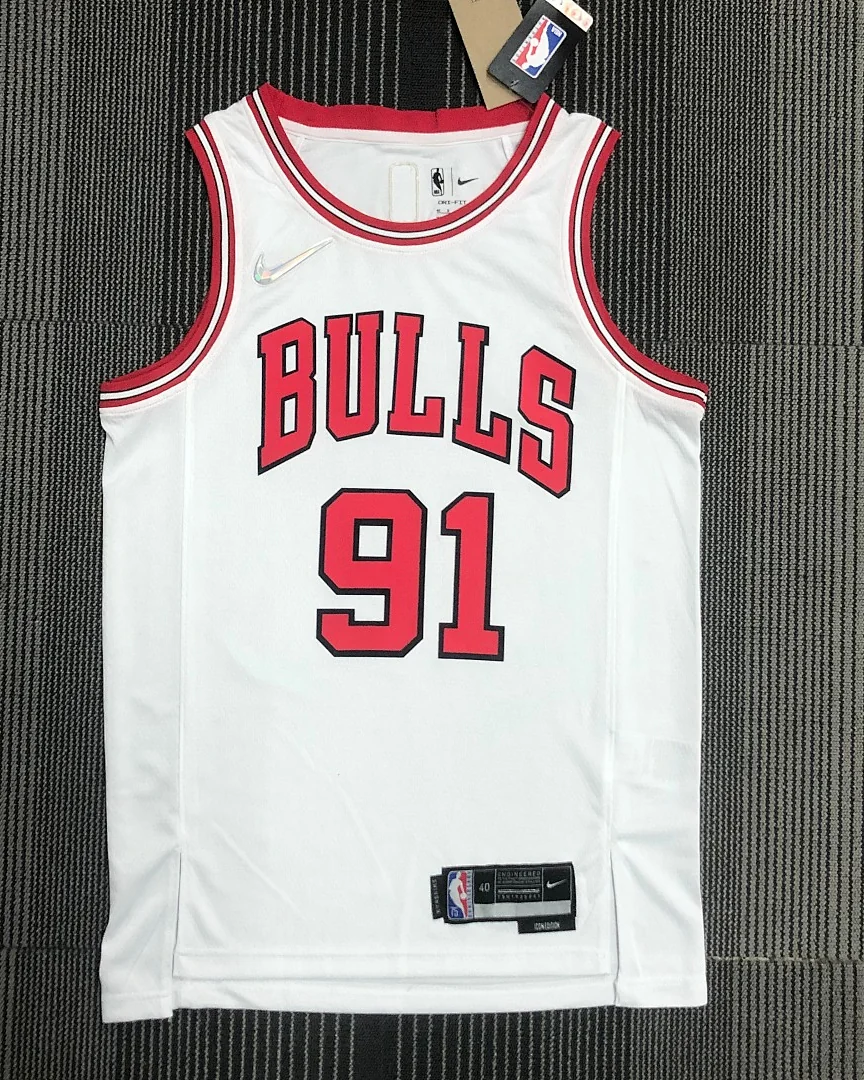 Camisola NBA Chicago Bulls Dennis Rodman #91 75.º Aniversário Branca