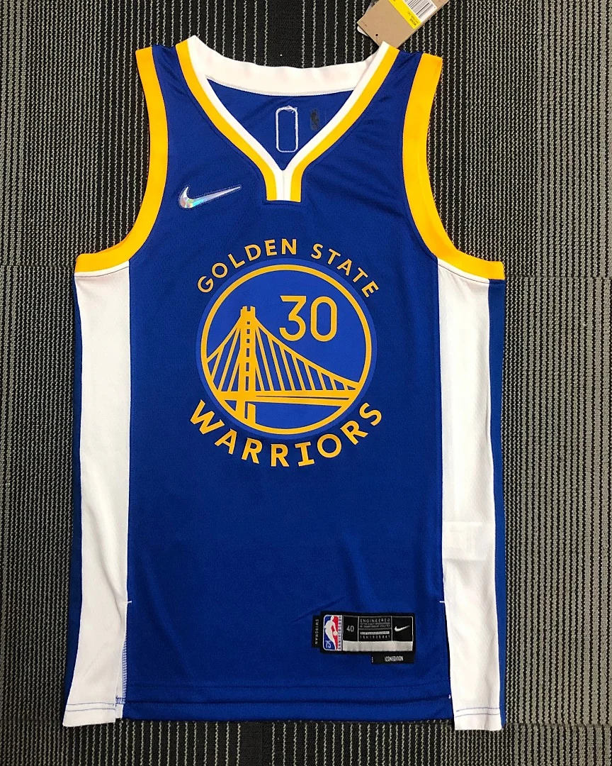 Camisola NBA Golden State Warriors Stephen Curry #30 75.º Aniversário Azul