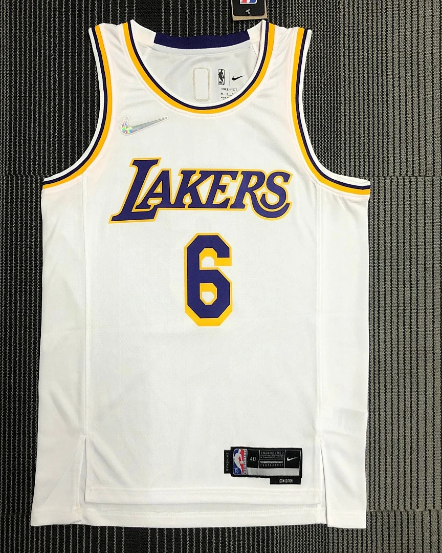 Camisola NBA Los Angeles Lakers LeBron James #6 75.º Aniversário Branca