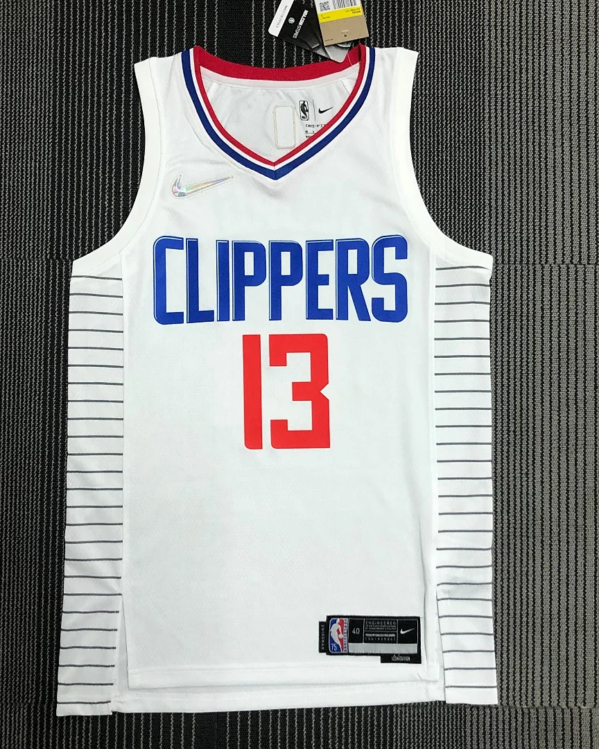 Camisola NBA Los Angeles Clippers Paul George #13 75.º Aniversário Branca