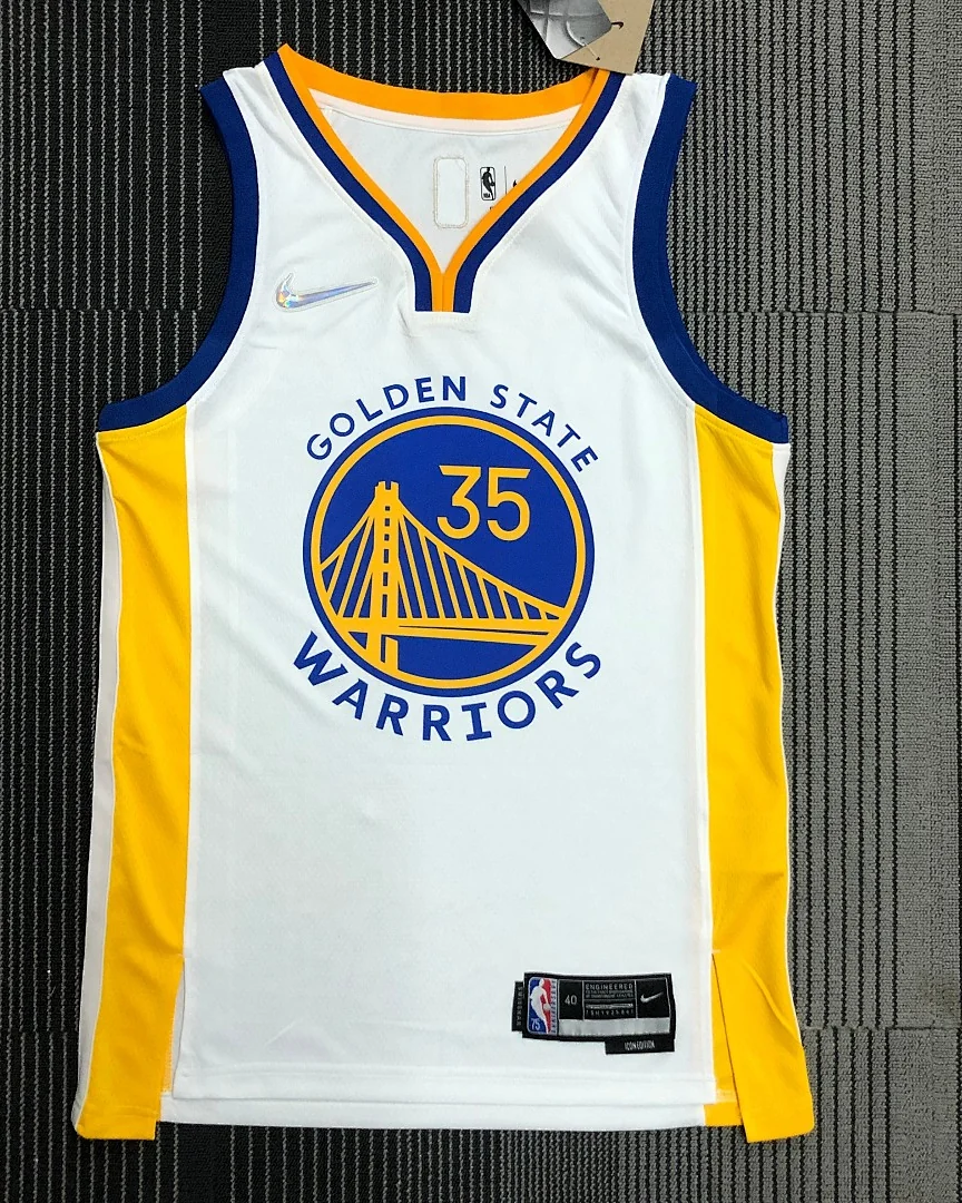 Camisola NBA Golden State Warriors Kevin Durant #35 75.º Aniversário Branca