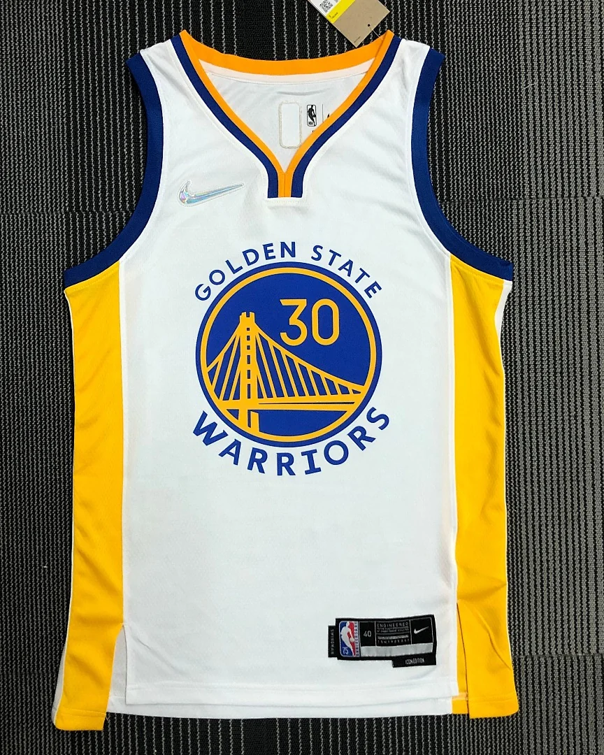 Camisola NBA Golden State Warriors Stephen Curry #30 75.º Aniversário Branca