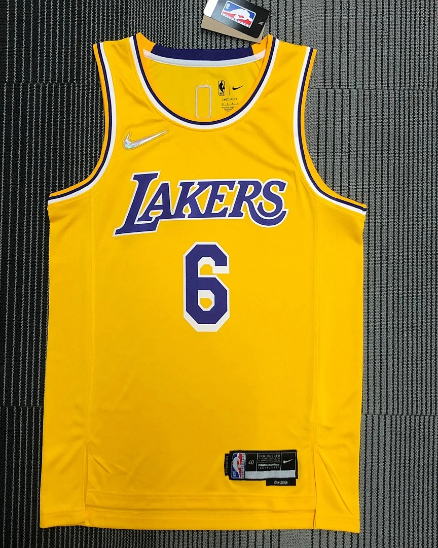 Camisola NBA Los Angeles Lakers LeBron James #6 75.º Aniversário Amarela