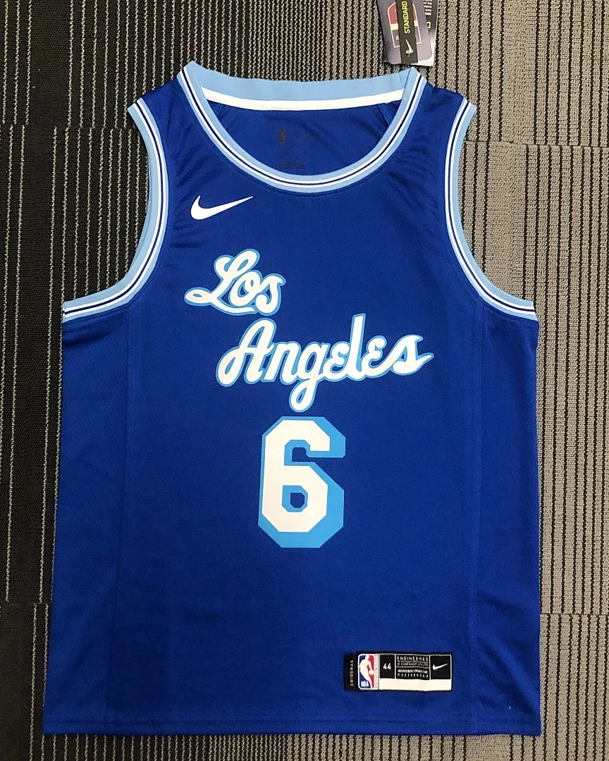 Camisola NBA Los Angeles Lakers LeBron James #6 Retro Azul 2021