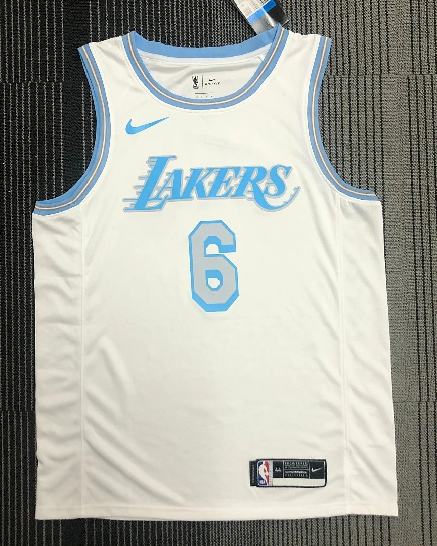 Camisola NBA Los Angeles Lakers LeBron James #6 Retro Branca 2021