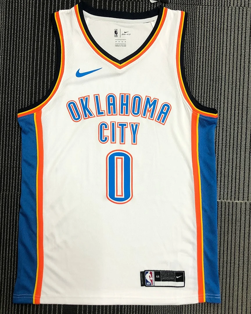 Camisola NBA Oklahoma City Thunder Russell Westbrook #0 Branca