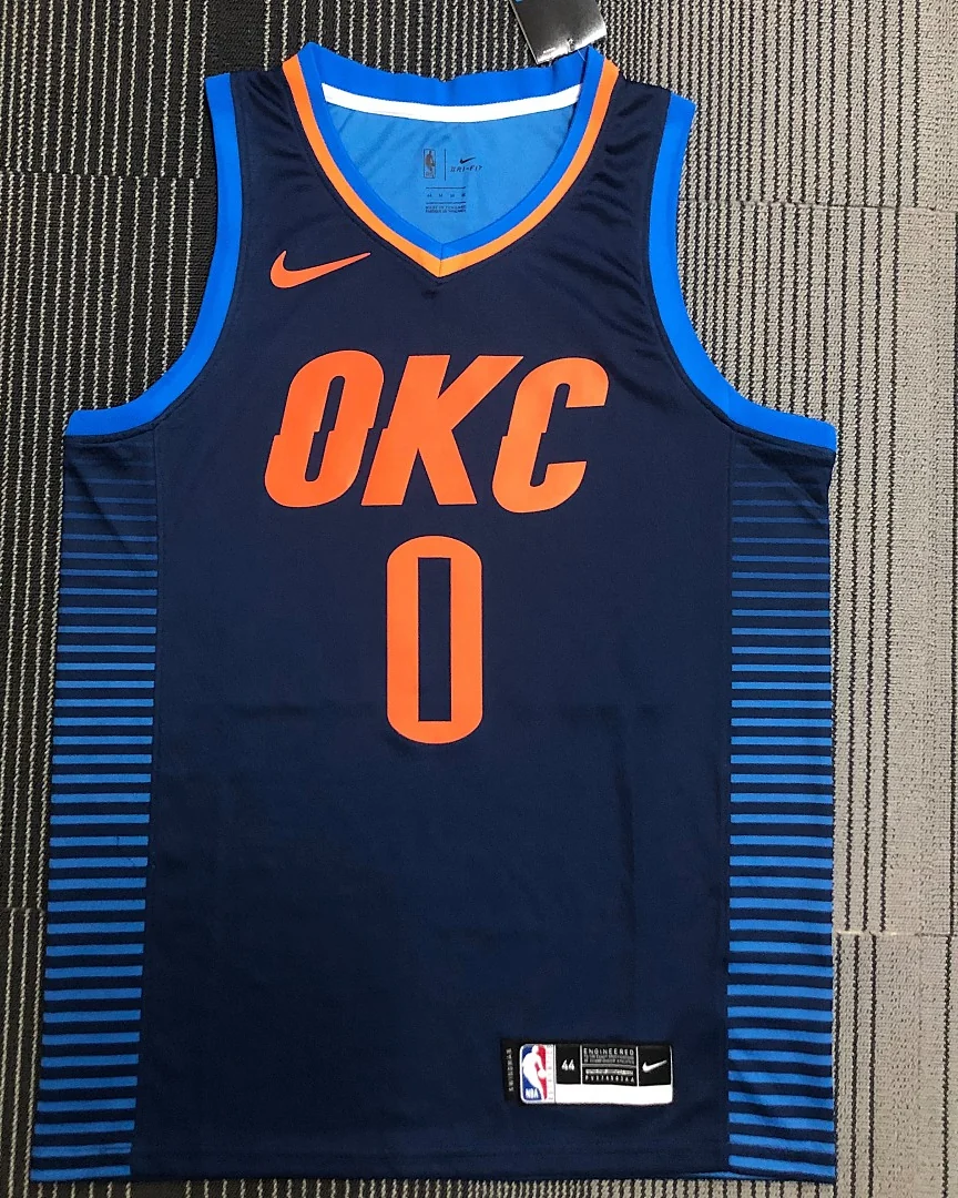 Camisola NBA Oklahoma City Thunder Russell Westbrook #0 Edição Especial Azul