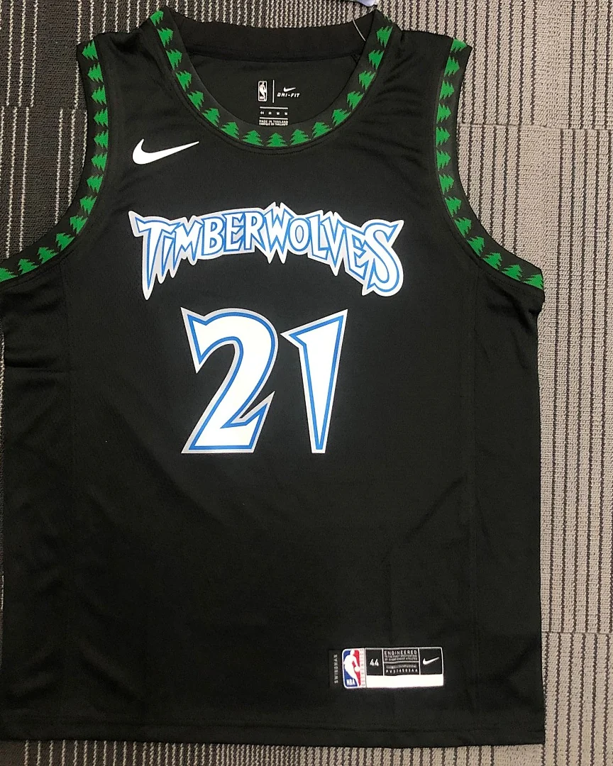 Camisola NBA Minnesota Timberwolves Kevin Garnett #21 Retro Preta 2018
