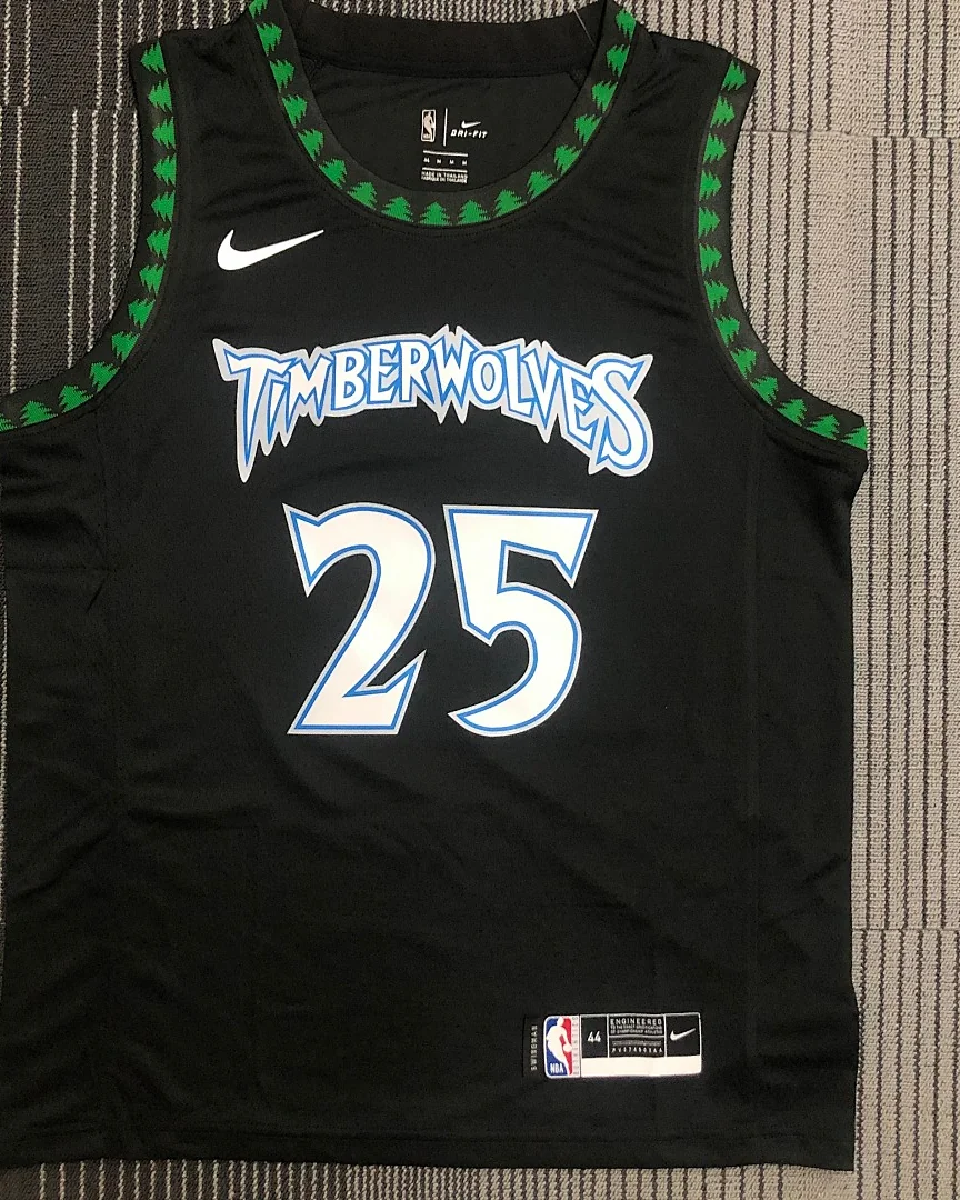 Camisola NBA Minnesota Timberwolves Derrick Rose #25 Retro Preta 2018