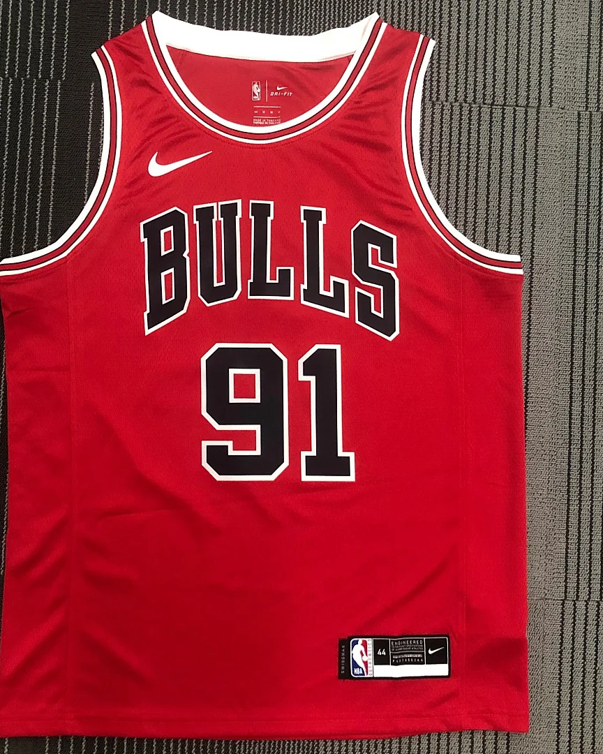 Camisola NBA Chicago Bulls Dennis Rodman #91 Vermelha