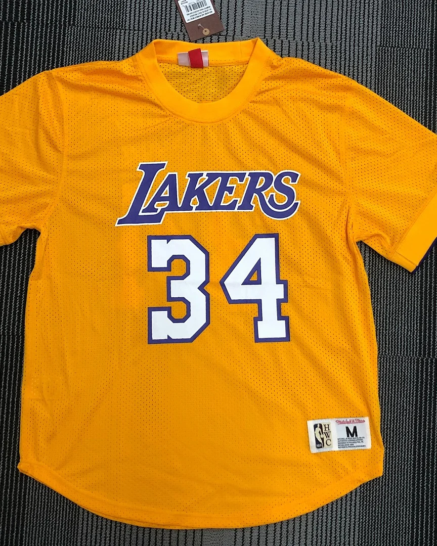 Camisola de Treino NBA Los Angeles Lakers Shaquille O'Neal #34 Retro Mitchell & Ness